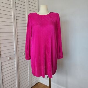 Elegant Fuchsia Long Sleeve Dress